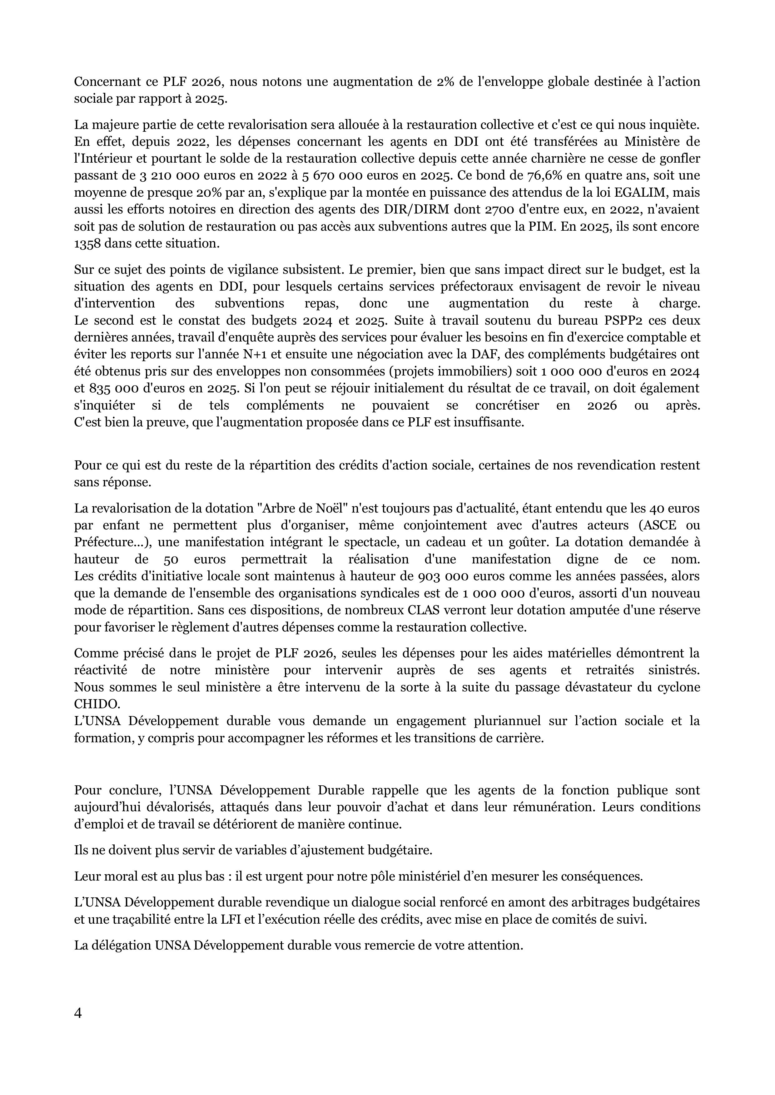 DL CSAM Budget 27 novembre 2025 UNSA DD p4