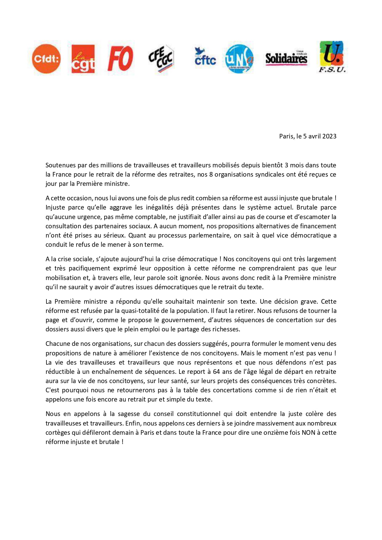 La Déclaration commune