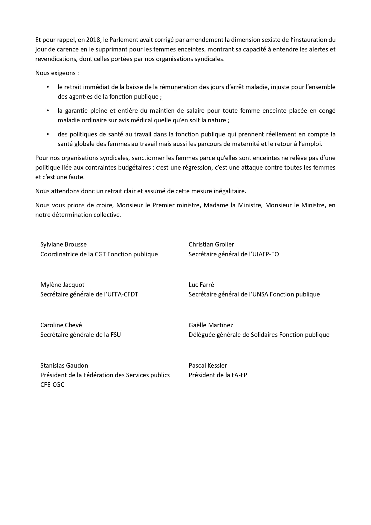 Pénalisation des agentes de la fonction publique pendant la grossesse P2