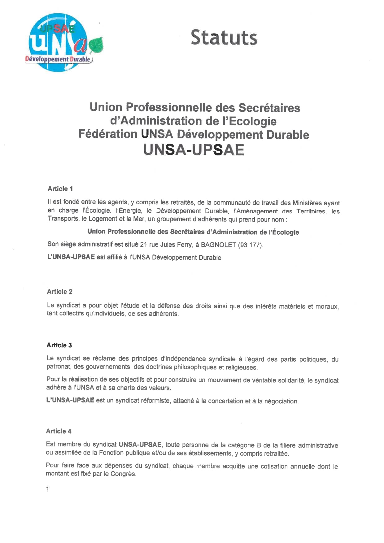 Status UNSA UPSAE