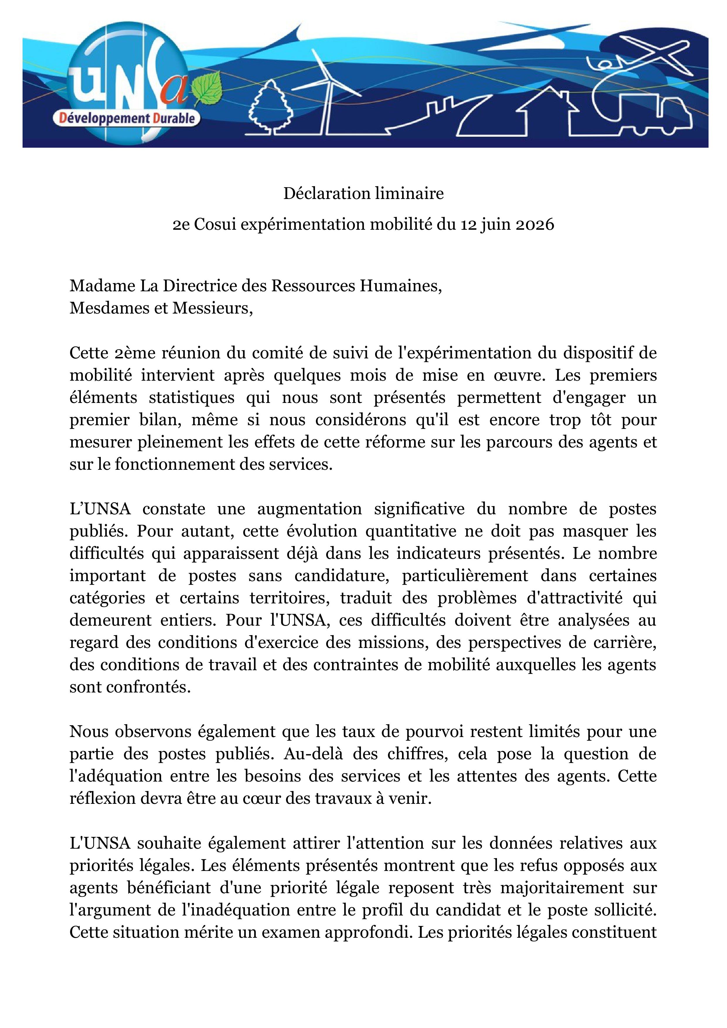 Déclaration liminaire du 2e Cosui expérimentation mobilité du 12 juin 2026 page 1